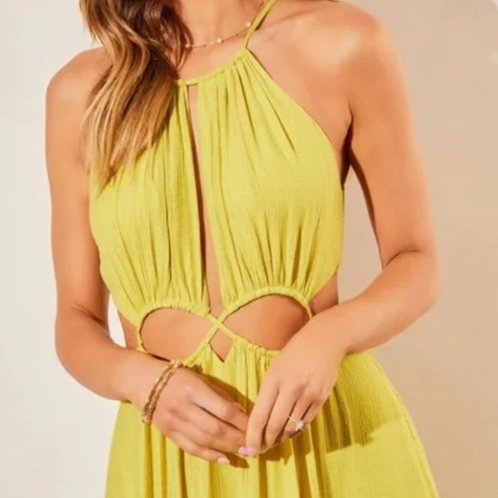 Vici halter maxi dress with cut outs and tassels